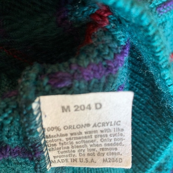 Iredell County Sweater Men L 3d Cable Knit Pullover Classic Blue green 80s 90’s - Picture 7 of 7